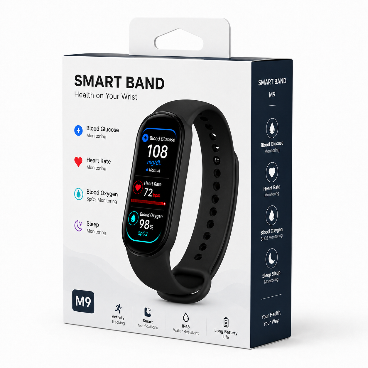 ⚡ Final 1 Hours Launch Offer 🏆 2026  M9 Non-Invasive Smart Band 📈12 health reports - No-Prick
