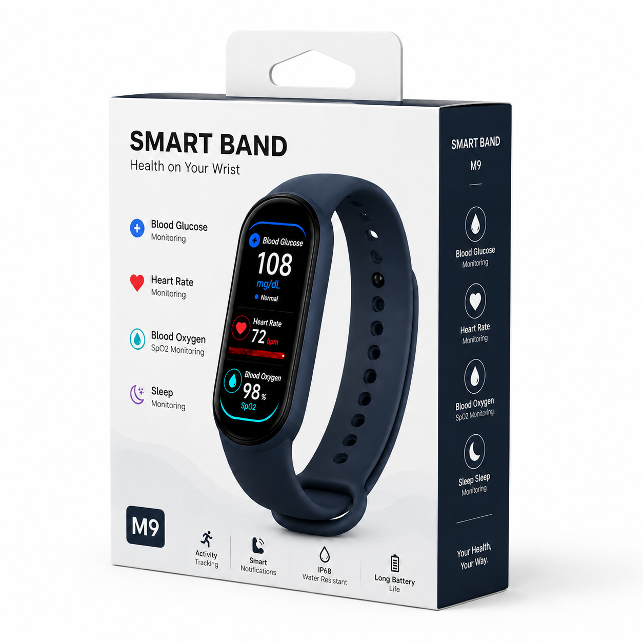 ⚡ Final 1 Hours Launch Offer 🏆 2026  M9 Non-Invasive Smart Band 📈12 health reports - No-Prick