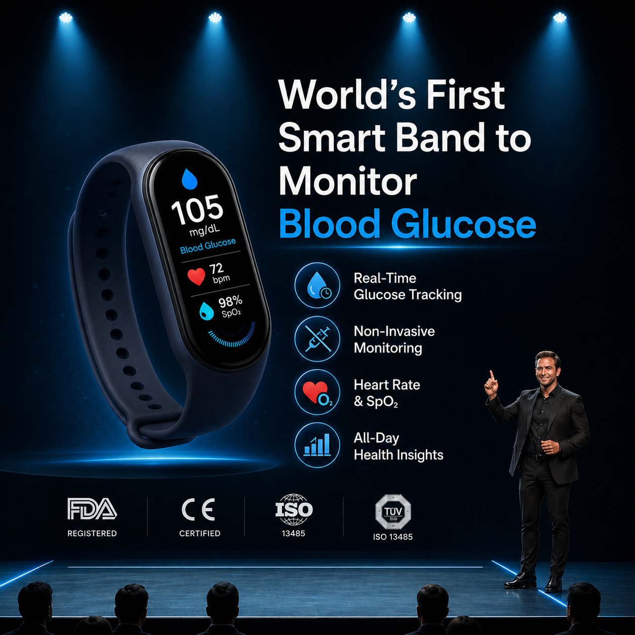 ⚡ Final 1 Hours Launch Offer 🏆 2026  M9 Non-Invasive Smart Band 📈12 health reports - No-Prick